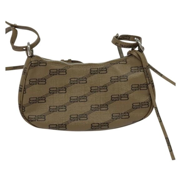 BALENCIAGA Chain Le Cagoule Mini Shoulder Bag Leather Beige Silver Auth bs27430 - Picture 2 of 16